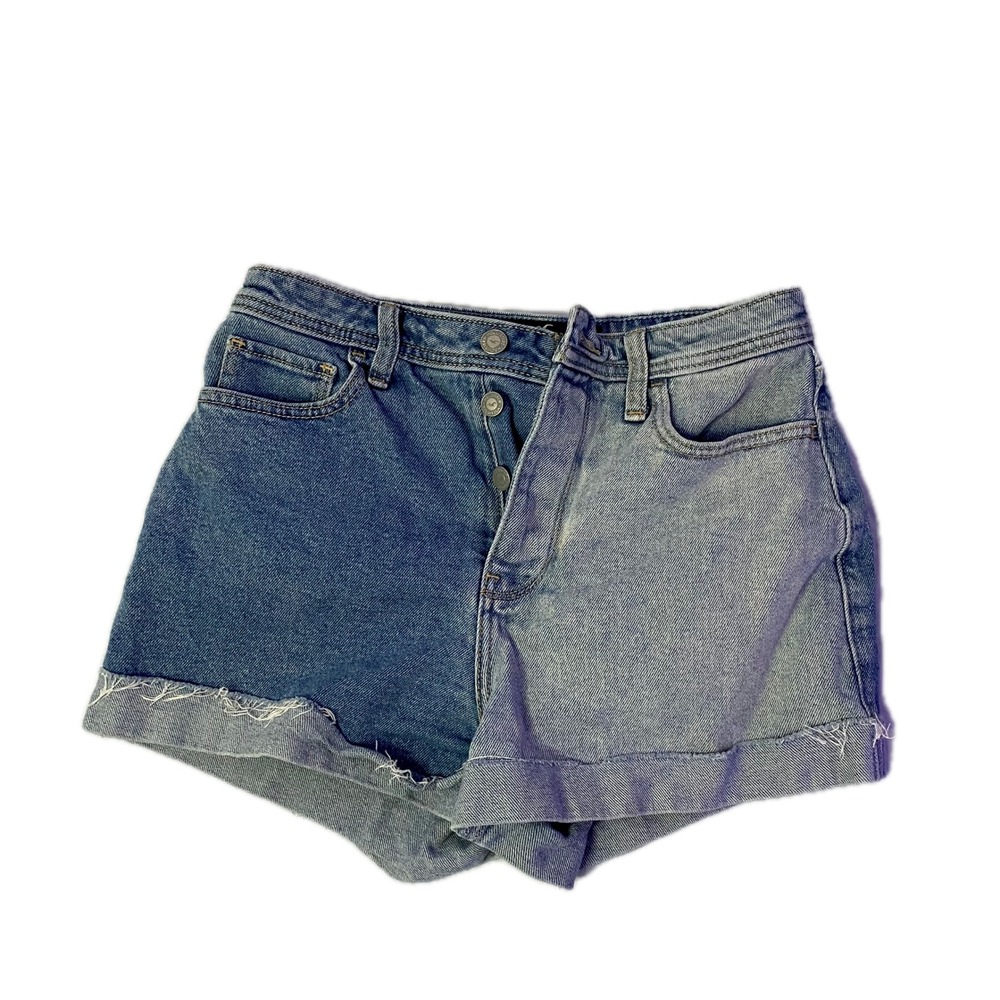 Hollister Ultra High Rise Mom‎ Short 3 Two Tone Colorblock Denim Blue W26 Size 3
